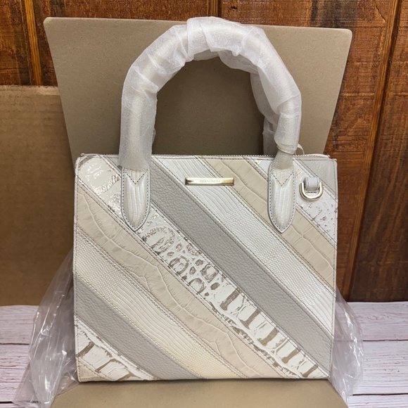 Brahmin Small Caroline Leather Satchel - Ivory Flashback - Picture 1 of 8
